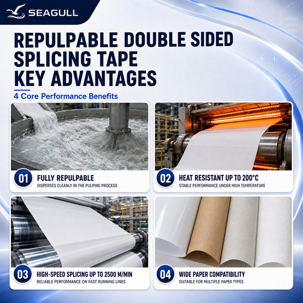 Repulpable Double Sided Paper Splicing Tape Features